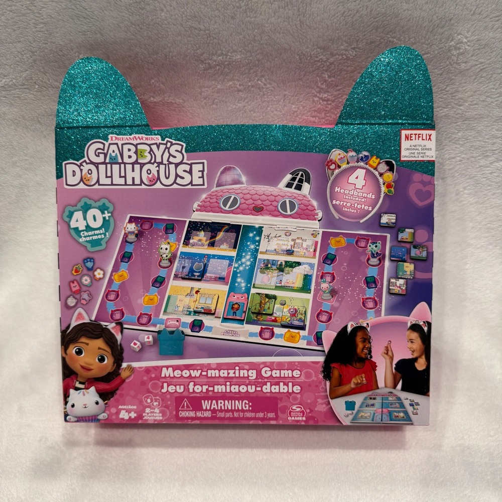 Gabby's‎ Dollhouse Meow-mazing Game Board Game with 4 Headbands New